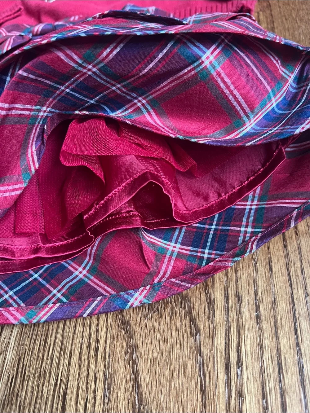 Girls Red Plaid Skirt and Red Sweater Set